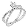 3/4 Carat Marquise Shape Lab Grown Diamond Engagement Ring In 14 Karat White Gold Image-2