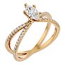 3/4 Carat Marquise Shape Lab Grown Diamond Engagement Ring In 14 Karat Yellow Gold Image-2