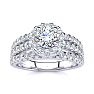 1 1/2 Carat Round Halo Lab Grown Diamond Engagement Ring in 14 Karat White Gold Image-1
