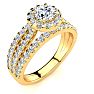 1 1/2 Carat Round Halo Lab Grown Diamond Engagement Ring in 14 Karat Yellow Gold Image-2