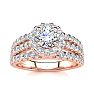 1 1/2 Carat Round Halo Lab Grown Diamond Engagement Ring in 14 Karat Rose Gold Image-1