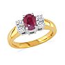 1 1/2ct Oval Fine Quality Ruby and Diamond Ring in 14k Yellow Gold Image-2