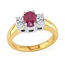 1 1/2ct Oval Fine Quality Ruby and Diamond Ring in 14k Yellow Gold Image-3