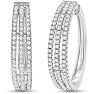 1 Carat Triple Row Diamond Hoop Earrings In Sterling Silver, 1 Inch Image-1