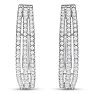 1 Carat Triple Row Diamond Hoop Earrings In Sterling Silver, 1 Inch Image-2