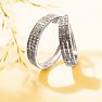 1 Carat Triple Row Diamond Hoop Earrings In Sterling Silver, 1 Inch Image-6