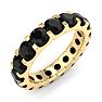 4 Carat Round Black Diamond Eternity Ring In 14 Karat Yellow Gold, Ring Size 7.5 Image-2