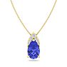 7/8 Carat Pear Shape Tanzanite and Diamond Necklace In 14 Karat Yellow Gold, 18 Inches Image-1