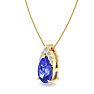 7/8 Carat Pear Shape Tanzanite and Diamond Necklace In 14 Karat Yellow Gold, 18 Inches Image-2