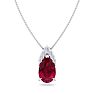 7/8 Carat Pear Shape Ruby and Diamond Necklace In 14 Karat White Gold, 18 Inches Image-1