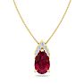 7/8 Carat Pear Shape Ruby and Diamond Necklace In 14 Karat Yellow Gold, 18 Inches Image-1