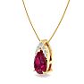 7/8 Carat Pear Shape Ruby and Diamond Necklace In 14 Karat Yellow Gold, 18 Inches Image-2