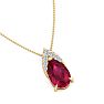 7/8 Carat Pear Shape Ruby and Diamond Necklace In 14 Karat Yellow Gold, 18 Inches Image-4