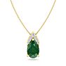 7/8 Carat Pear Shape Emerald Necklace With Diamonds In 14 Karat Yellow Gold, 18 Inch Chain Image-1