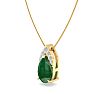7/8 Carat Pear Shape Emerald Necklace With Diamonds In 14 Karat Yellow Gold, 18 Inch Chain Image-2