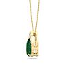 7/8 Carat Pear Shape Emerald Necklace With Diamonds In 14 Karat Yellow Gold, 18 Inch Chain Image-3