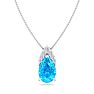 7/8 Carat Pear Shape Blue Topaz and Diamond Necklace In 14 Karat White Gold, 18 Inches Image-1