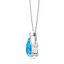 7/8 Carat Pear Shape Blue Topaz and Diamond Necklace In 14 Karat White Gold, 18 Inches Image-3
