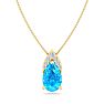 7/8 Carat Pear Shape Blue Topaz and Diamond Necklace In 14 Karat Yellow Gold, 18 Inches Image-1