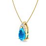 7/8 Carat Pear Shape Blue Topaz and Diamond Necklace In 14 Karat Yellow Gold, 18 Inches Image-2