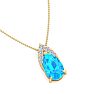 7/8 Carat Pear Shape Blue Topaz and Diamond Necklace In 14 Karat Yellow Gold, 18 Inches Image-4