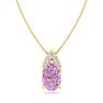 7/8 Carat Pear Shape Pink Topaz and Diamond Necklace In 14 Karat Yellow Gold, 18 Inches Image-1
