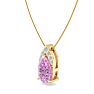7/8 Carat Pear Shape Pink Topaz and Diamond Necklace In 14 Karat Yellow Gold, 18 Inches Image-2