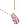 7/8 Carat Pear Shape Pink Topaz and Diamond Necklace In 14 Karat Yellow Gold, 18 Inches Image-4