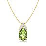 7/8 Carat Pear Shape Peridot and Diamond Necklace In 14 Karat Yellow Gold, 18 Inches Image-1