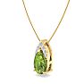 7/8 Carat Pear Shape Peridot and Diamond Necklace In 14 Karat Yellow Gold, 18 Inches Image-2