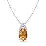 7/8 Carat Pear Shape Citrine and Diamond Necklace In 14 Karat White Gold, 18 Inches Image-1