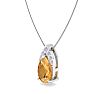 7/8 Carat Pear Shape Citrine and Diamond Necklace In 14 Karat White Gold, 18 Inches Image-2