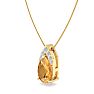 7/8 Carat Pear Shape Citrine and Diamond Necklace In 14 Karat Yellow Gold, 18 Inches Image-2