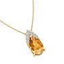 7/8 Carat Pear Shape Citrine and Diamond Necklace In 14 Karat Yellow Gold, 18 Inches Image-4