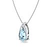Aquamarine Necklace: Aquamarine Jewelry: 7/8 Carat Pear Shape Aquamarine and Diamond Necklace In 14 Karat White Gold, 18 Inches Image-2