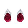 1 3/4 Carat Pear Shape Ruby and Diamond Earrings In 14 Karat White Gold Image-2
