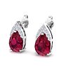 1 3/4 Carat Pear Shape Ruby and Diamond Earrings In 14 Karat White Gold Image-3