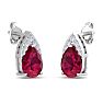 1 3/4 Carat Pear Shape Ruby and Diamond Earrings In 14 Karat White Gold Image-4