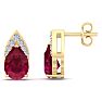 1 3/4 Carat Pear Shape Ruby and Diamond Earrings In 14 Karat Yellow Gold Image-1