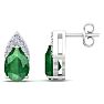 1 3/4 Carat Pear Shape Emerald and Diamond Earrings In 14 Karat White Gold Image-1