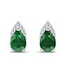 1 3/4 Carat Pear Shape Emerald and Diamond Earrings In 14 Karat White Gold Image-2