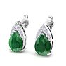 1 3/4 Carat Pear Shape Emerald and Diamond Earrings In 14 Karat White Gold Image-3