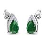 1 3/4 Carat Pear Shape Emerald and Diamond Earrings In 14 Karat White Gold Image-4