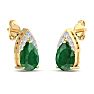 1 3/4 Carat Pear Shape Emerald and Diamond Earrings In 14 Karat Yellow Gold Image-4