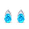 1 3/4 Carat Pear Shape Blue Topaz and Diamond Earrings In 14 Karat White Gold Image-2