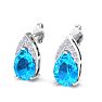 1 3/4 Carat Pear Shape Blue Topaz and Diamond Earrings In 14 Karat White Gold Image-3