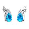1 3/4 Carat Pear Shape Blue Topaz and Diamond Earrings In 14 Karat White Gold Image-4