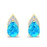 1 3/4 Carat Pear Shape Blue Topaz and Diamond Earrings In 14 Karat Yellow Gold Image-2