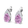 1 3/4 Carat Pear Shape Pink Topaz and Diamond Earrings In 14 Karat White Gold Image-3