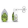 1 3/4 Carat Pear Shape Peridot and Diamond Earrings In 14 Karat White Gold Image-1
